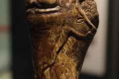 Paleolithic bone carving of an ibex. Museo de Prehistoria y Arqueología de Cantabria.