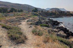 North extent of the Mavros Molos and harbor building remnants.