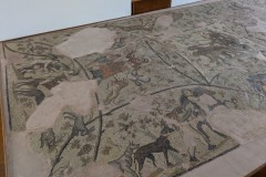 Mosaic with a central panel depicting the triumph of Dionysus and other scenes related to Dionysus. Dated to the late 2nd or 3rd century CE. Archaeological Museum of Kissamos.