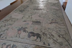 Mosaic with a central panel depicting the triumph of Dionysus and other scenes related to Dionysus. Dated to the late 2nd or 3rd century CE. Archaeological Museum of Kissamos.