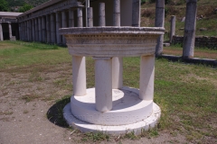 Circular monument along the east stoa.