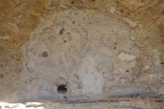 Detail of the mosaic in the niche of the nymphaeum west of the Domus of Ekdikos Georgios.