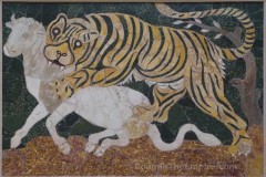 Opus sectile depiction of a tigress attacking a calf. From the Basilica of Junius Bassus in Rome. Now in the Musei Capitolini.