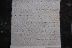 Altar dedicated to Mithras and the health of Caracalla and Geta. Dedicated by the Illyrian slave Apolonides. Dated to 211 CE. Found in Klecovce. Archaeological Museum of the Republic of North Macedonia.