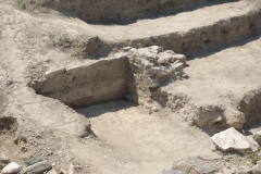 Preserved wall painting in the recently excavated area of the large baths.
