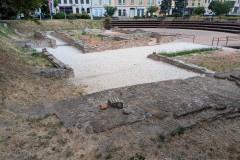 Western fortification wall and adjacent buildings.