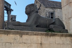 Sphinx on the east side of the peristyle.