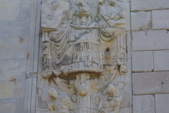 Detail of trophy relief on west side.