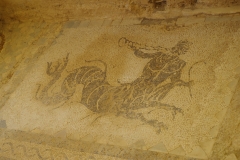 Mosaic of a sea centaur in the apodyterium of the bathing complex.