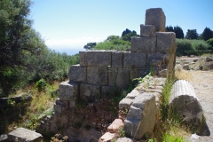 City walls and tower adjacent to the entry gate.
