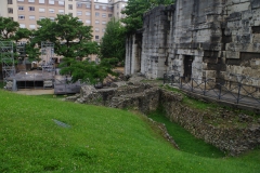 Forum portico and theater from the sanctuary of Cybele in the Jardin Archéologique de Cybèle.