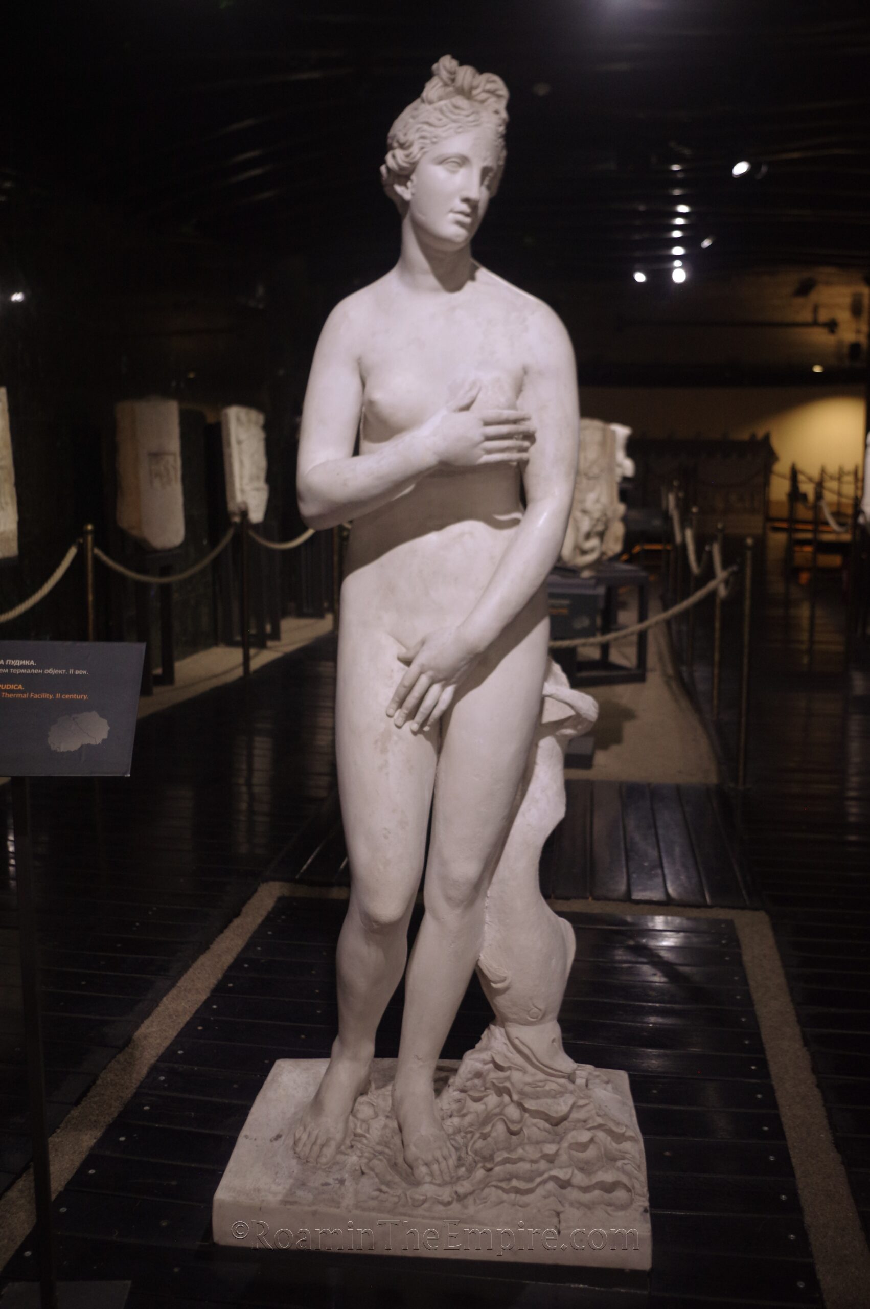 Statue of Venus Pudica. Dated to the 2nd century CE. Found at Scupi. Archaeological Museum of the Republic of North Macedonia.