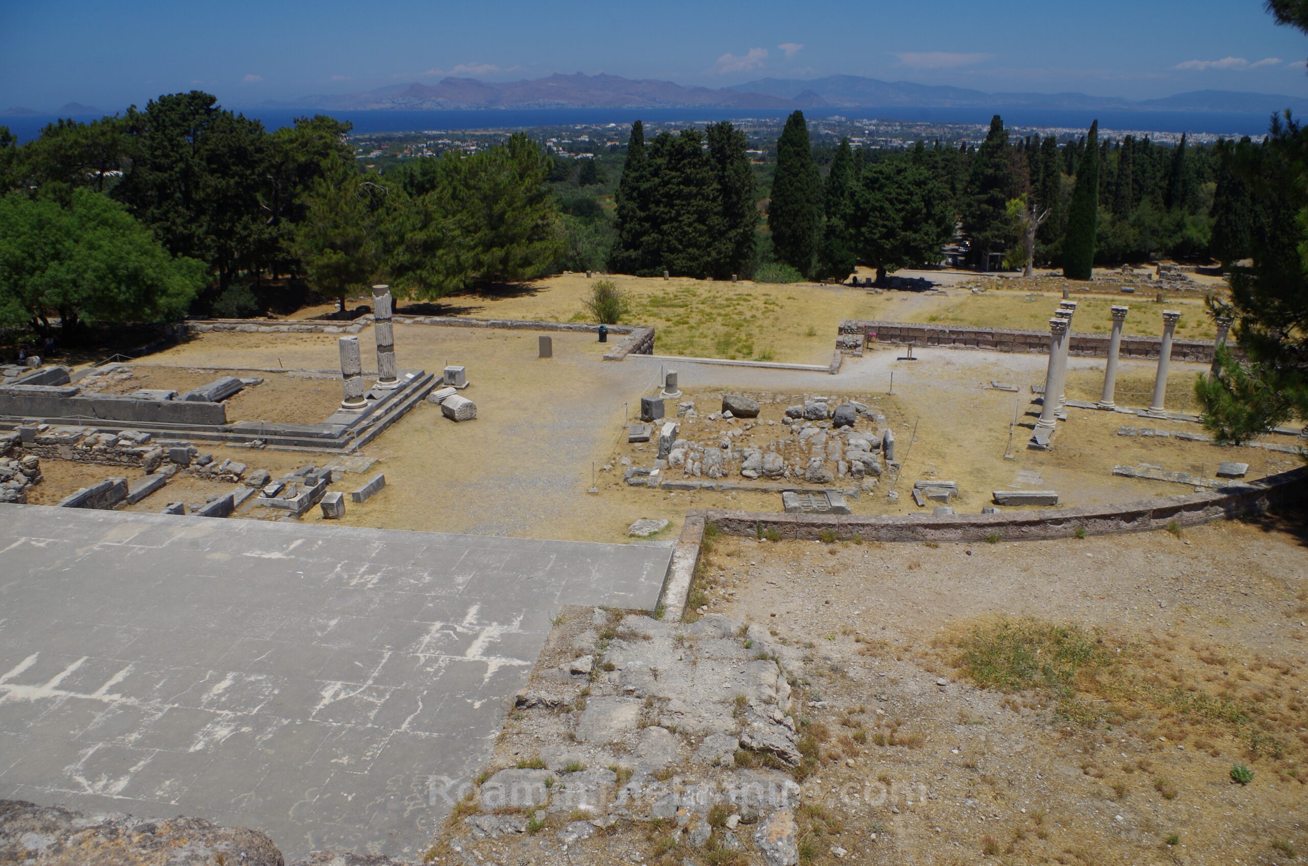 The Asclepieion from the midway point between the middle and upper terraces.