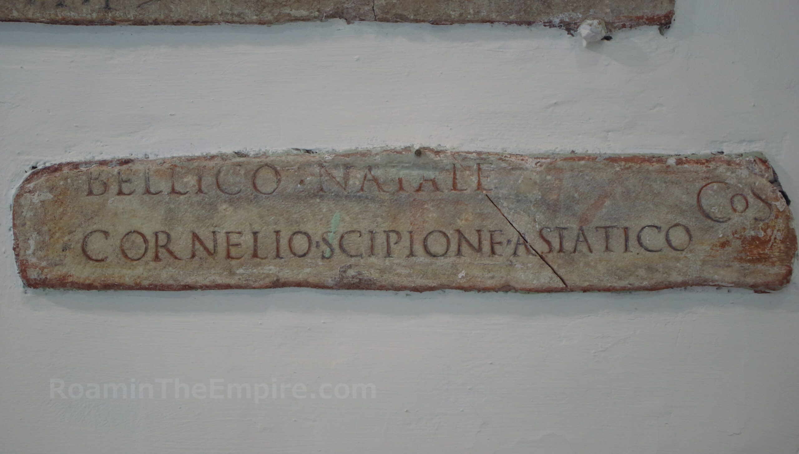 A fragment of a consular list with the names of the two consuls suffecti named by Galba in 68 CE; Gaius Bellicus Natalis and Publius Cornelius Scipio Asiaticus. Musei Capitolini.