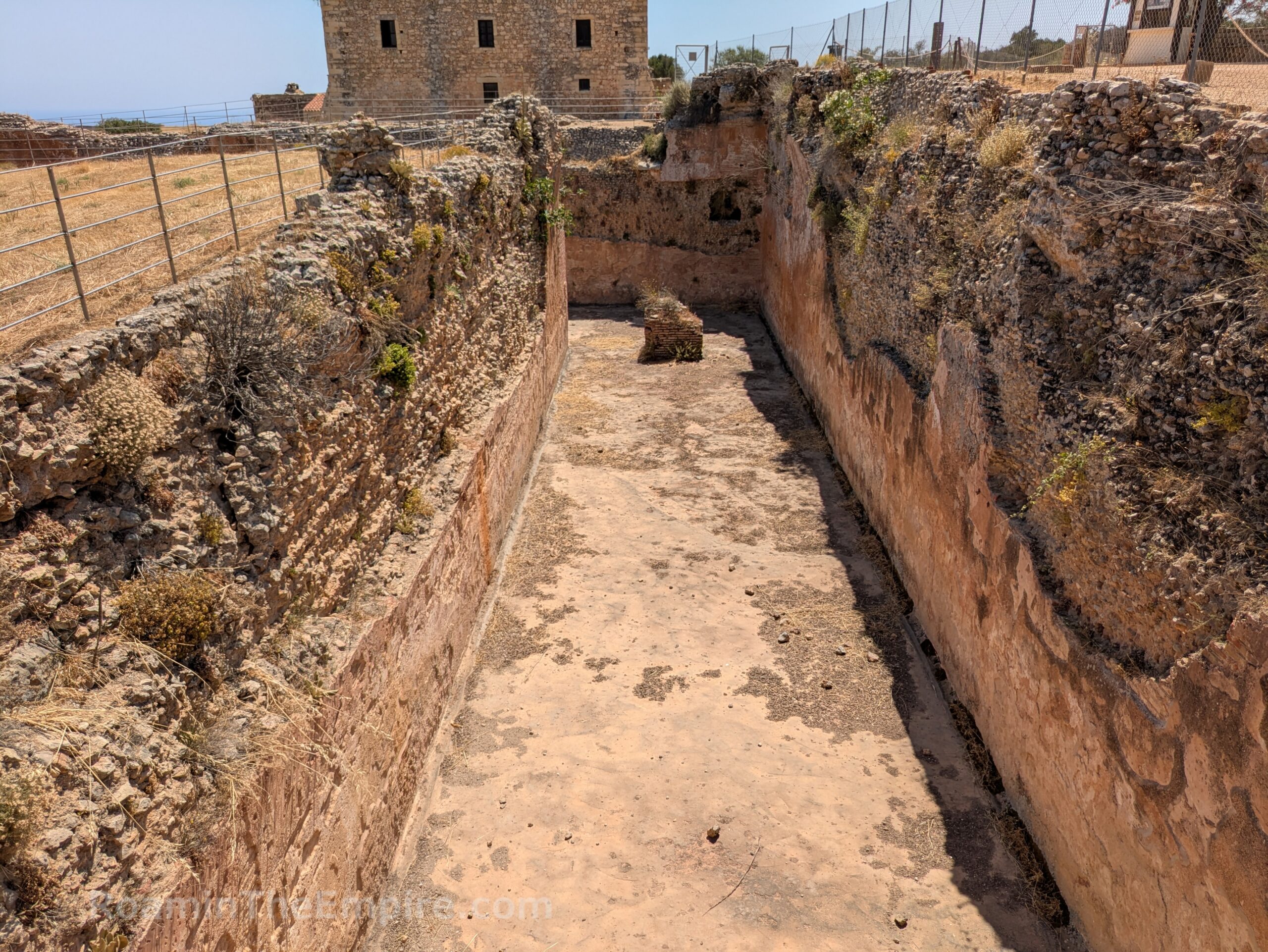 East-west leg of the L-shaped cistern.