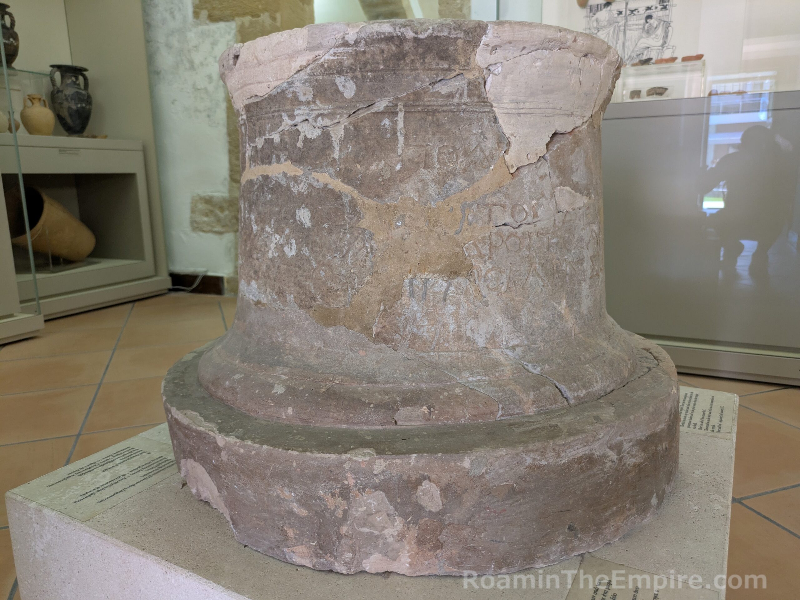 Inscribed altar to hold donations. From Polyrrhenia. Archaeological Museum of Kissamos.